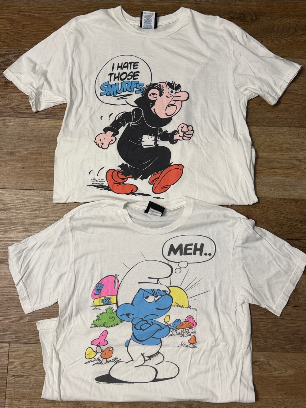 Junk Food Clothing White Smurfs Graphic Kids Tee Duo